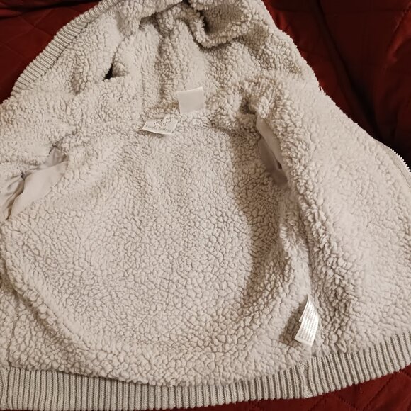Fleece Lined Knit Hooded Sweater Size 9 Mo. - Picture 4 of 5